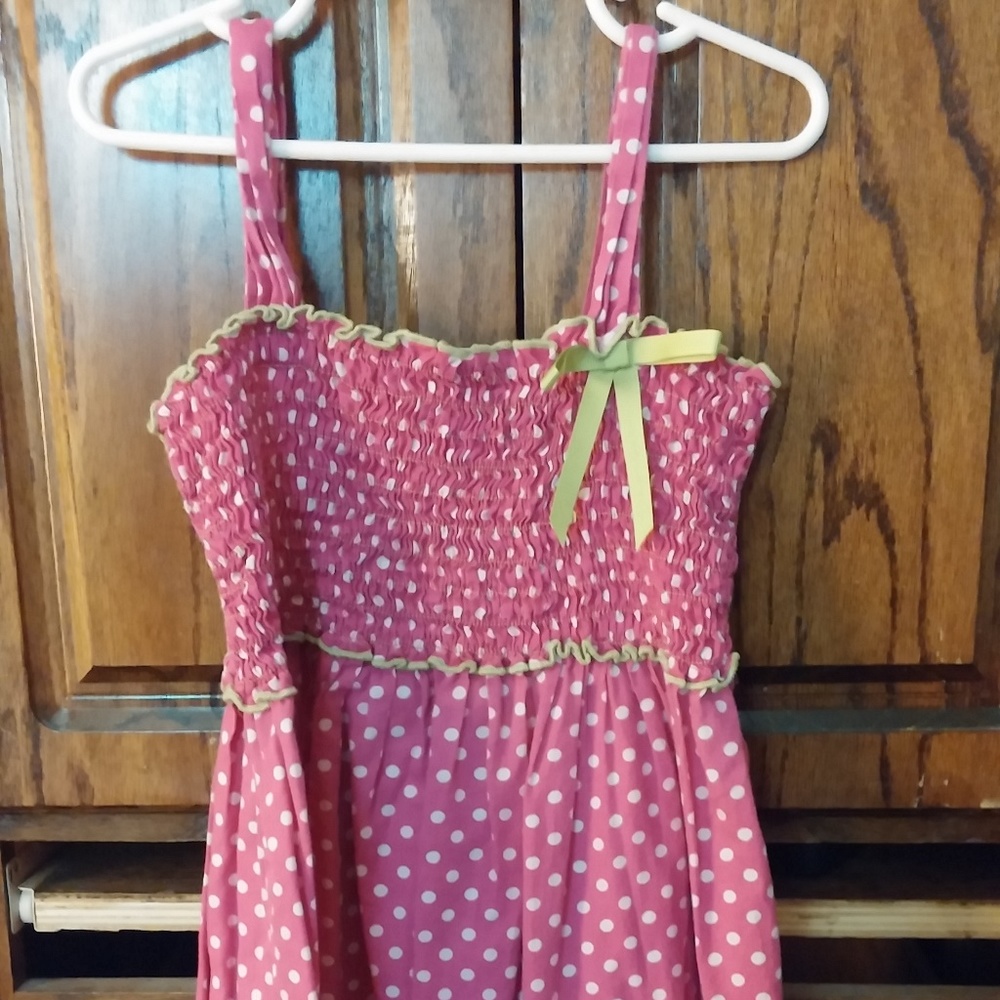 Pink polka dot spring / summer dress
